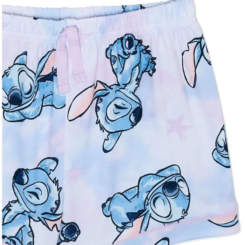 DISNEY LILO & STITCH Girl's XS 2 Piece Pajama Shorts Sleepwear Set SIZE 4-5 NEW